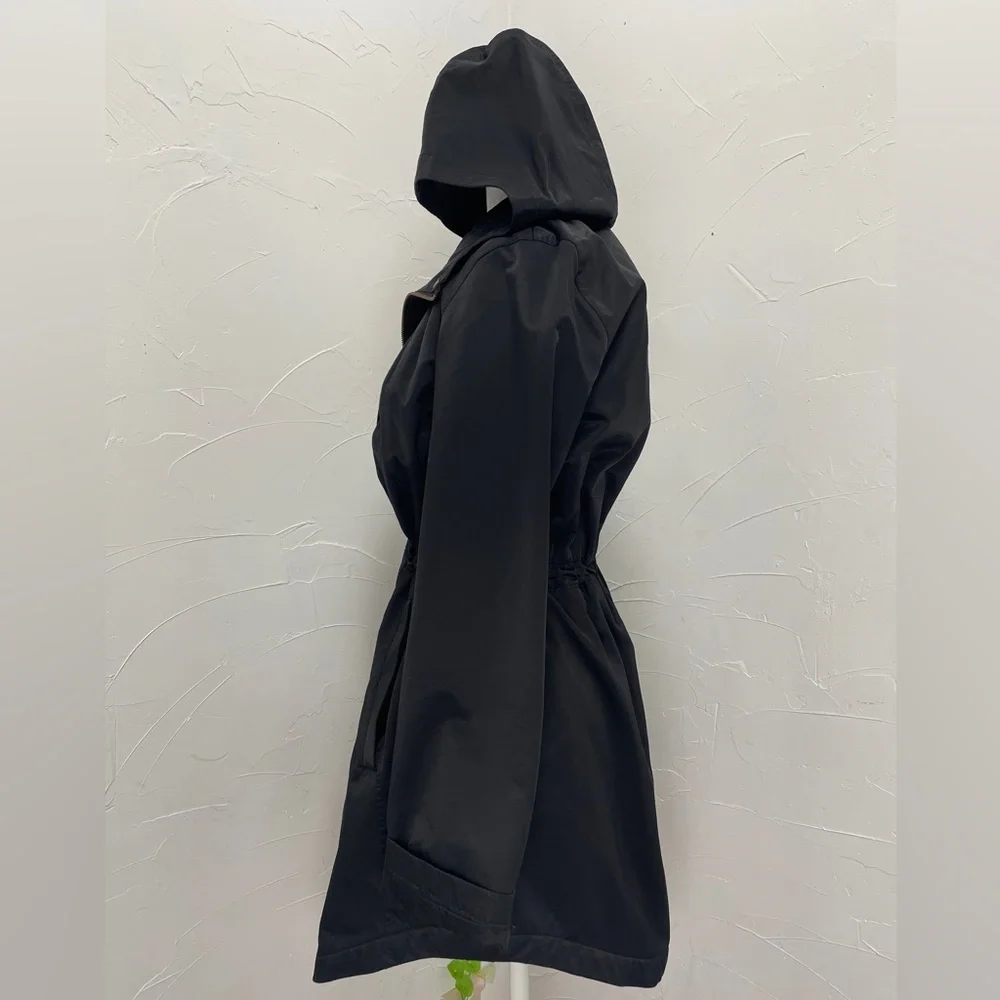 Eileen Fisher Black Organic Cotton Nylon Hooded Jacket - Picture 3 of 16
